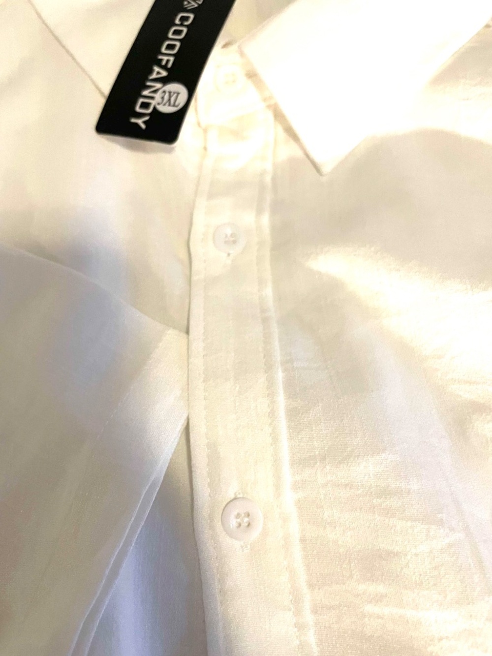 Coofandy 3XL White Casual Button Up Short Sleeve Shirt Welt Pocket - Picture 3 of 9